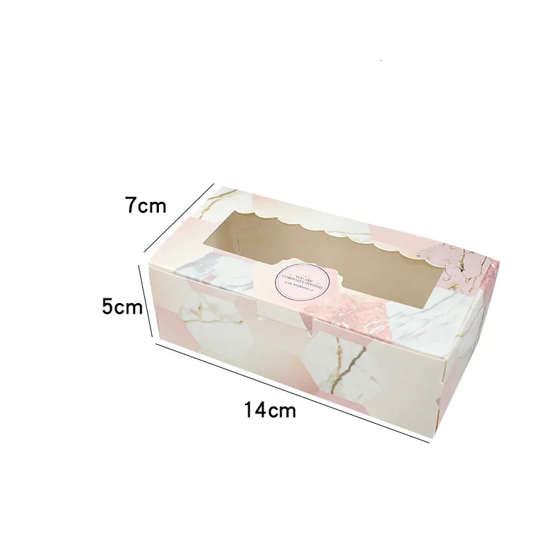 Boîte D'emballage Cadeau Avec FenêtreBoîtes De Mariage Pour Cup Cake Bonbons Biscuits Aliments Sac D'emballage De Biscuits Cadeaux Galaxy Star Marbre Rose Faveurs Événement Festif Fête Fournitures