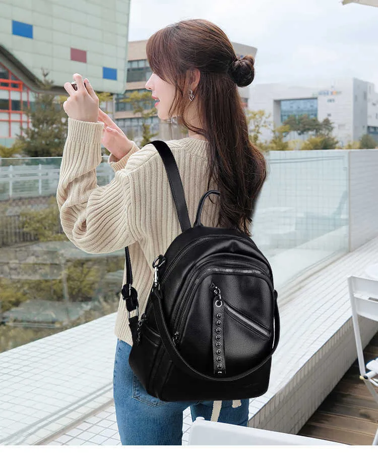 Brand Designer Casual Ladies Backpack School Bags High Quality Travel Shoulder Bag Pu Leather Women Backpacks Daypack Bagpack Q0528