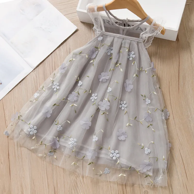 Sommer Nette Kleider Schöne Stil Mädchen Party Geburtstag Stickerei Spitze Mesh Kleid Baby Super Schöne Gaze Rock Prinzessin Vestido