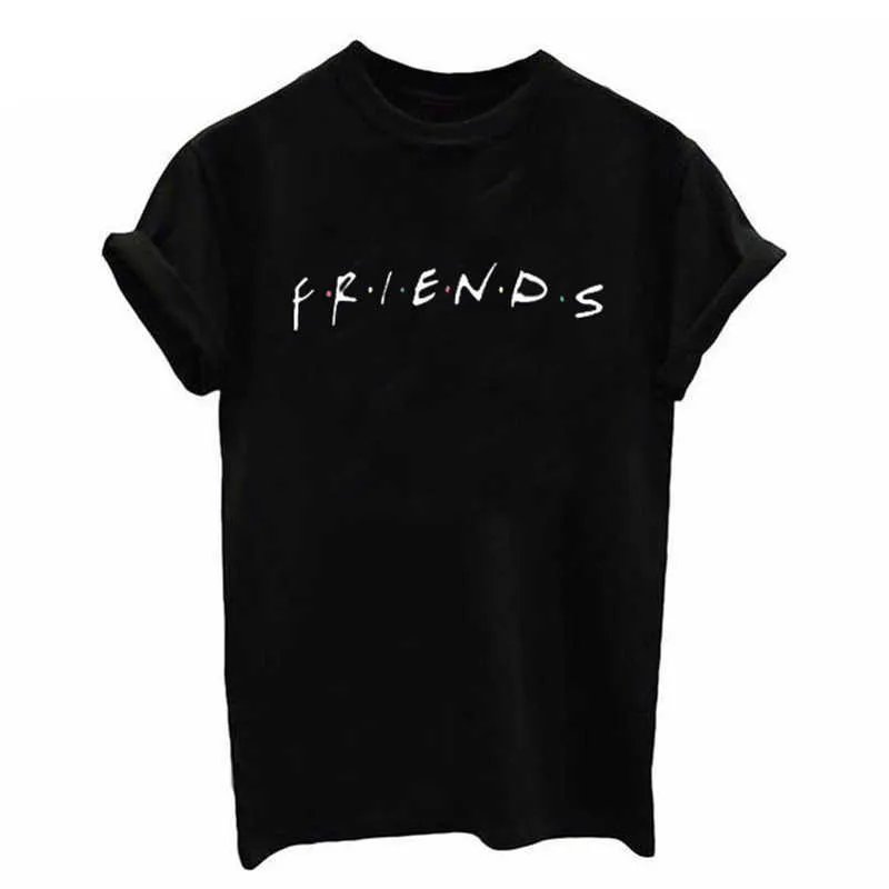 Camiseta con letras de AMIGOS para mujer, camiseta informal divertida para mujer y niña, camiseta Hipster, envío directo 210527