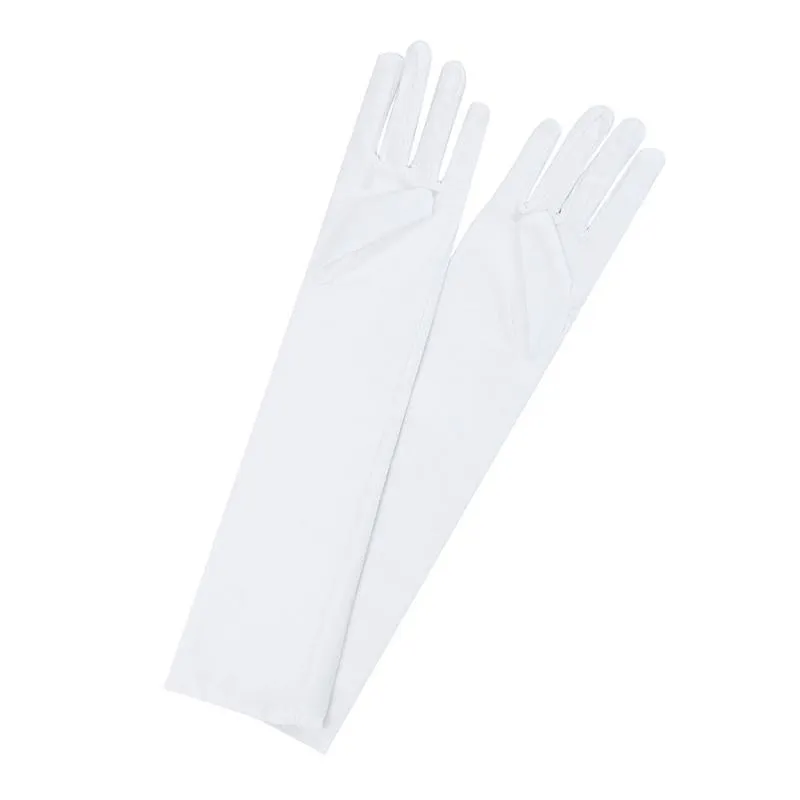 Перчатки с пятью пальцами, женские сексуальные вечерние длинные черные, белые атласные варежки с пальцами, модные женские украшения для выпускного вечера, Guantes Largos Para Mujer2791