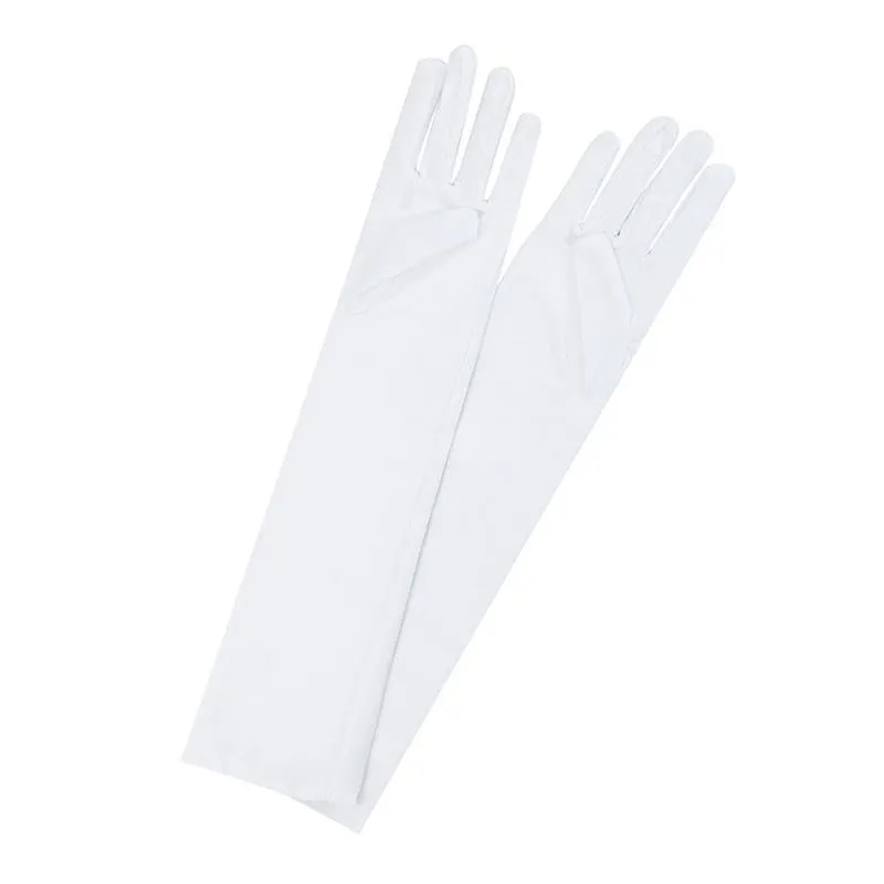 Vijf Vingers Handschoenen Dames Sexy Party Lang Zwart Wit Satijn Vinger Wanten Mode Dames Prom Versieren Guantes Largos Para Mujer335G