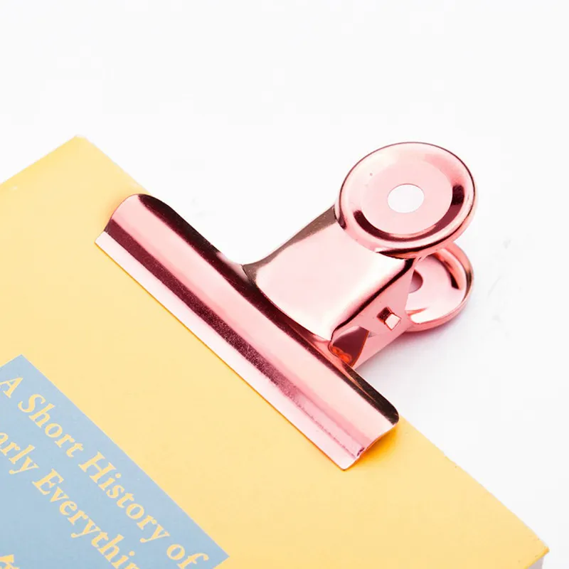 Clips de agarre de Metal redondos dorados de 4 tamaños, 1000 Uds., Clip de Bulldog de oro rosa, Clip de papel para billetes de acero inoxidable para etiquetas, bolsas, oficina
