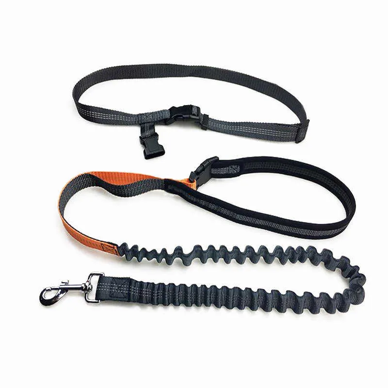 Dog Leash Rope Running Hands Free Reflective Big Dog Leashes Walking Leash With Waist Bag Collar Rope for Dogs CL147 210729