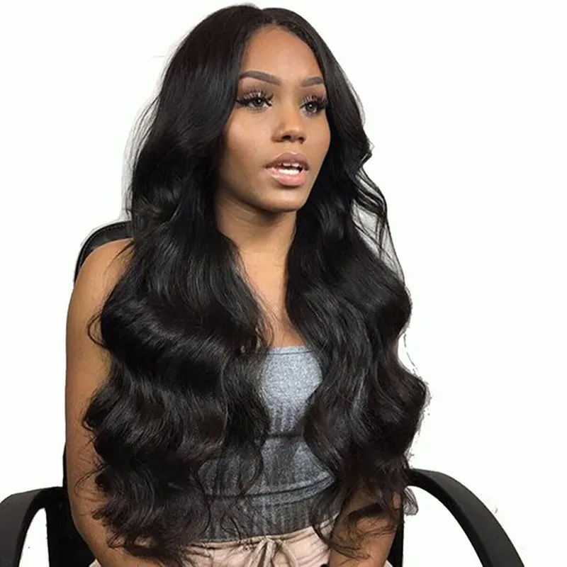26 Inches Synthetic Wig Black Brown Wavy Wave Perruques Simulation Human Hair Soft Wigs For White and Black Women 103A