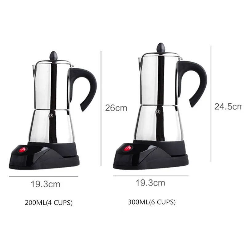 Ensemble de 6 tasses à café, cafetière électrique Geyser Moka, Machine à café, expresso, percolateur, cuisinière en acier inoxydable 234g