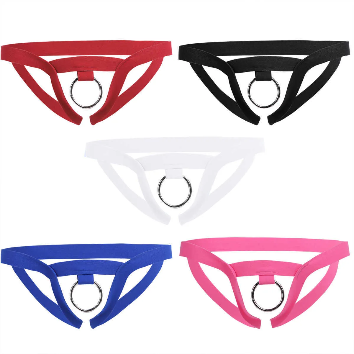 Men Lingerie Sex Gay Male Panties Crotchless G-string Open Butt Bondage Gear Pouch Sissy Penis Underwear Underpants with O-Ring P0812