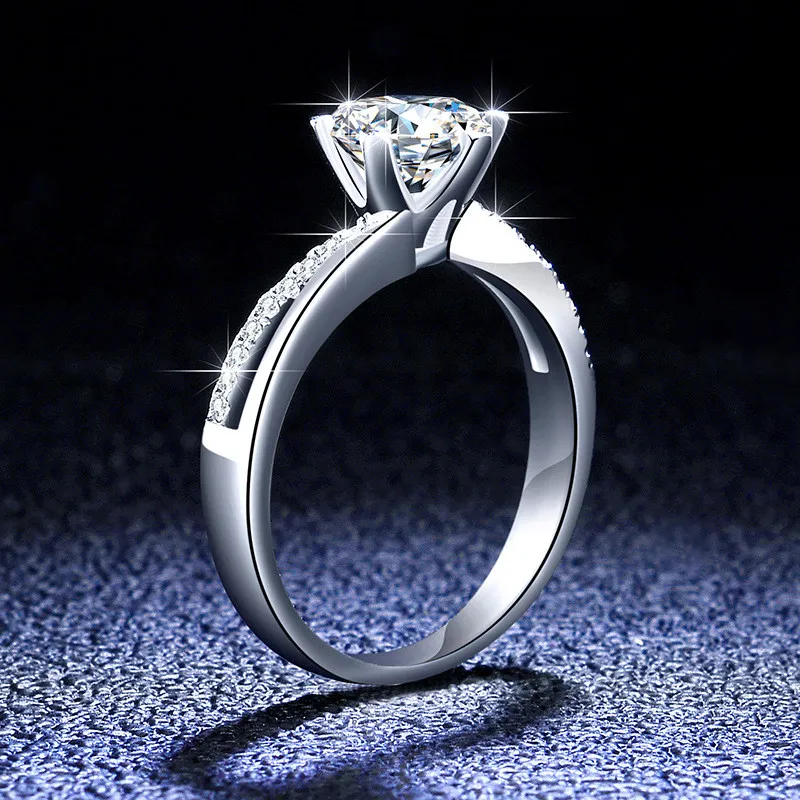 Diamond Excellent Cut D Color Snowflake Ring Silver 925 Platinum PT950 Stamp Jewelry