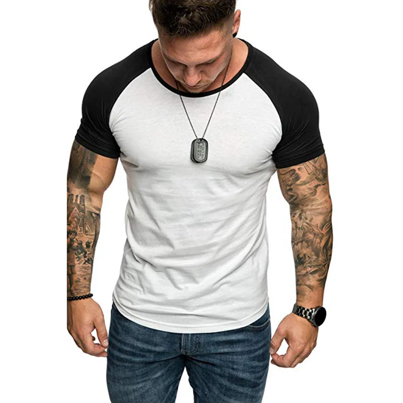 カジュアルソリッドカラー半袖Tシャツ男性夏の高品質ラグランTシャツファッションヒップホップトップティーシンプルスタイルの空白のシャツ
