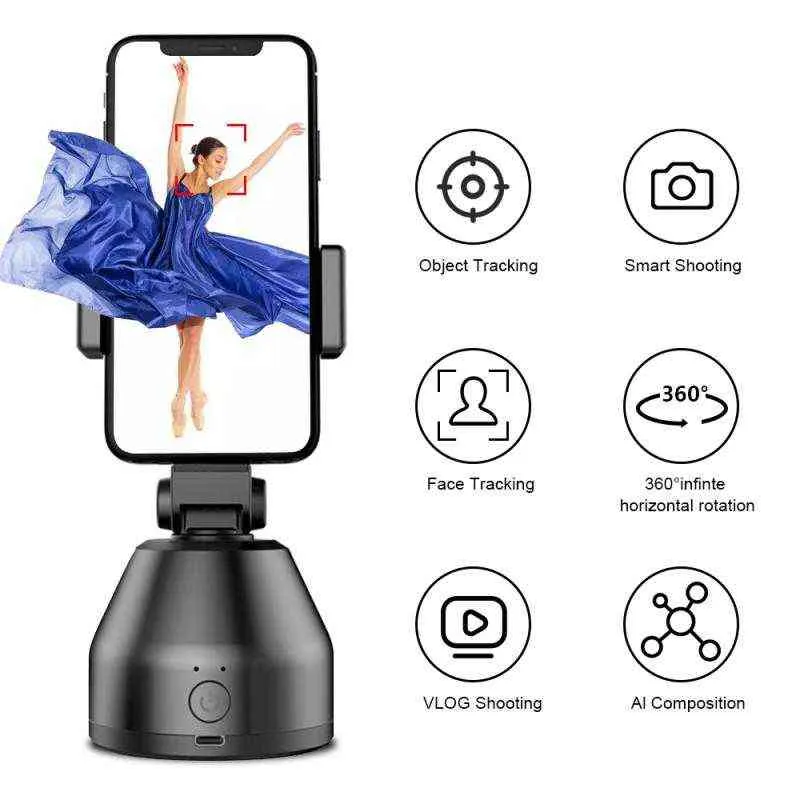 Auto Smart Shooting Selfie Stick 360 Object Tracking Holder Allinone Rotation Face Tracking Camera Phone Holder AI Gimbal H11061458385