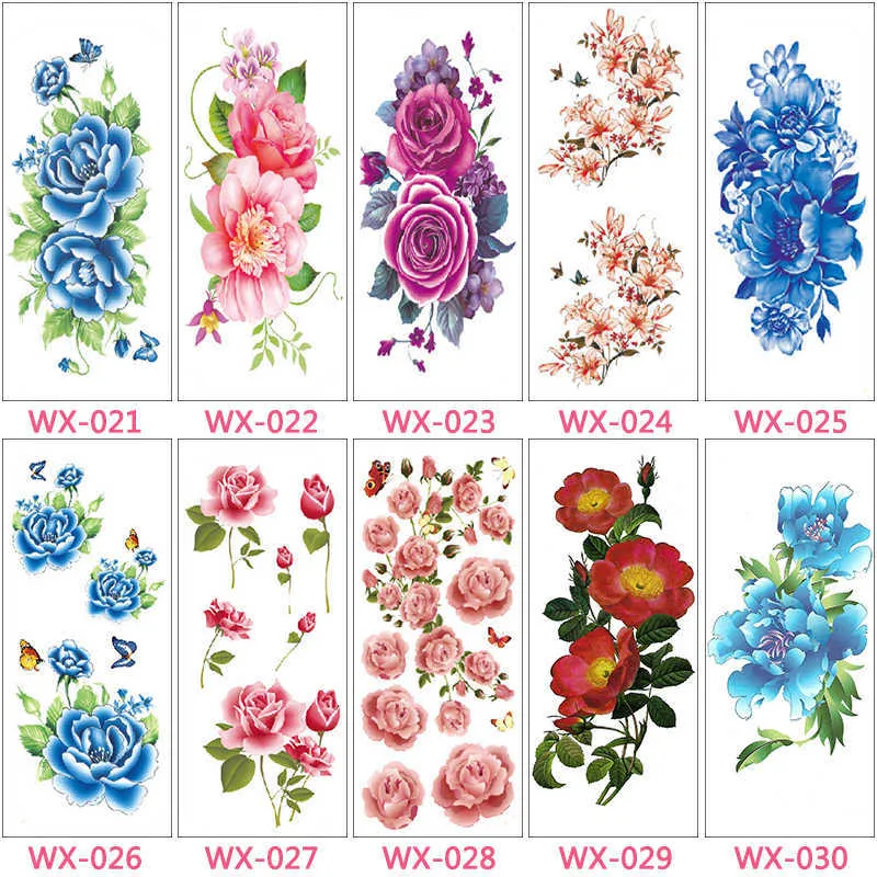 Fábrica Varity Flowers Body 19x9cm impermeável Tatuagem Temporária Sexy Flower Flower Adesivo Tatuajes 