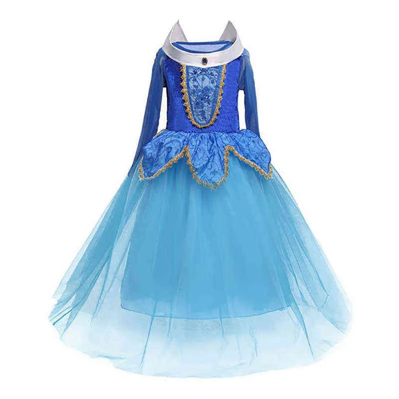 Filles Princesse Robe Enfants Fête De Noël Costume De La Belle Au Bois Dormant Enfants Bleu Rose Fantaisie Déguisement Cadeau D'anniversaire Aurora Costume G1215