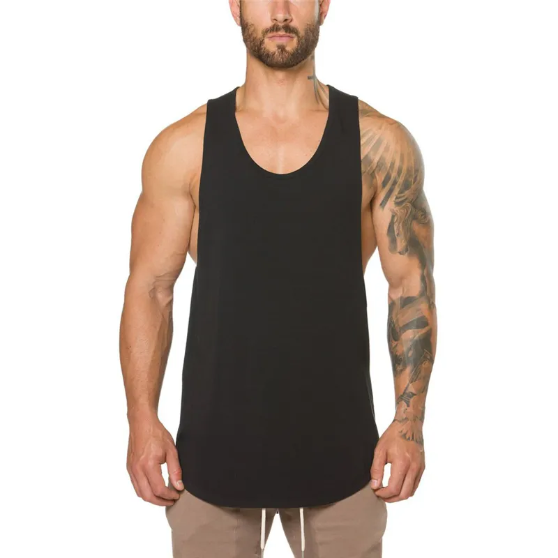 Märke Bodybuilding Kläder Fitness Men Gym Stringer Tank Top Men Sportkläder Singlets Muscle Ärmlös Tröja Träning TankTop 210421