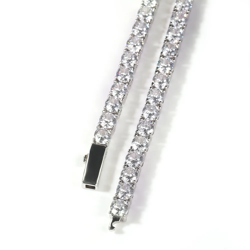 Iced Out Gold Chain Bracelet For Mens Hip Hop Damond Tennis Jewelry Single Row Rhinestone Bracelets 4mm226p