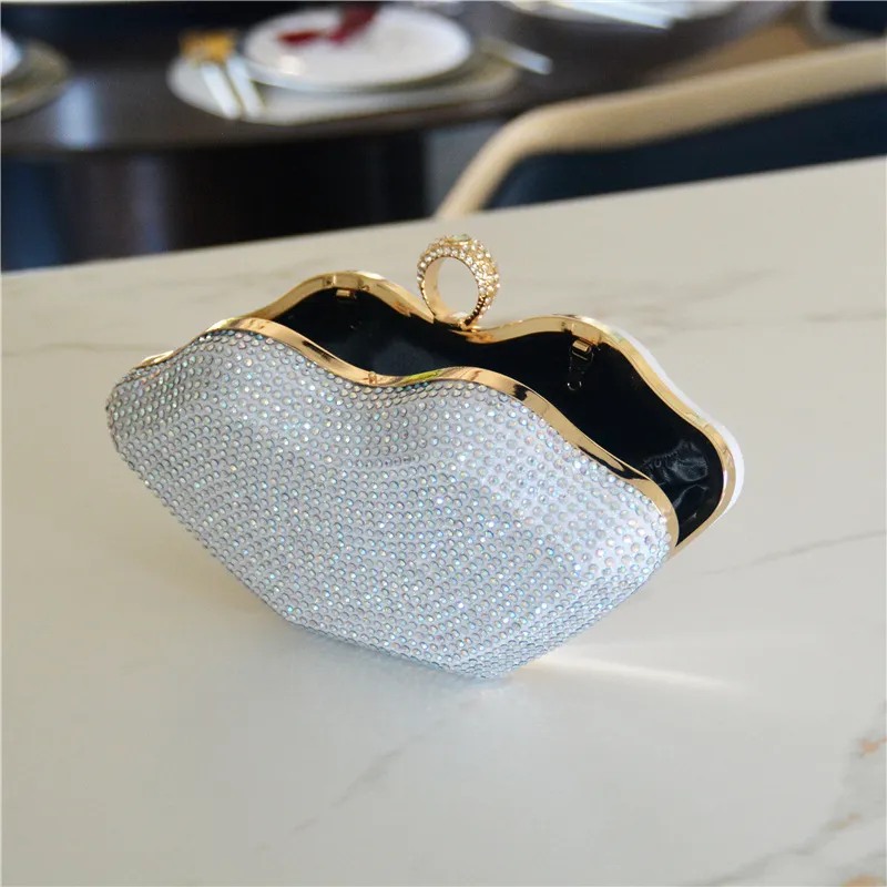 Sac de soirée en strass pour femmes, pochettes à lèvres, sac à main de fête en cristal avec lunettes