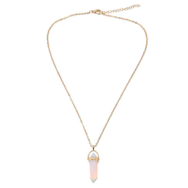 WANGAIYAO nouvelle personnalité de la mode balle courte pendentif en pierre de cristal naturel collier de clavicule tempérament stylo en cristal tout-match G1206