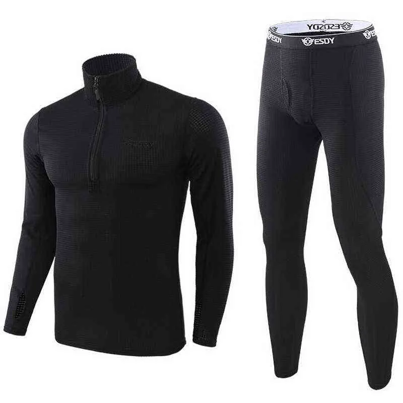 ESDY Polaire Sous-Vêtements Thermique Hommes Automne Hiver Chaud Long Johns Fitness Sport Compression Respirant Leggins Thermo Survêtement 211108