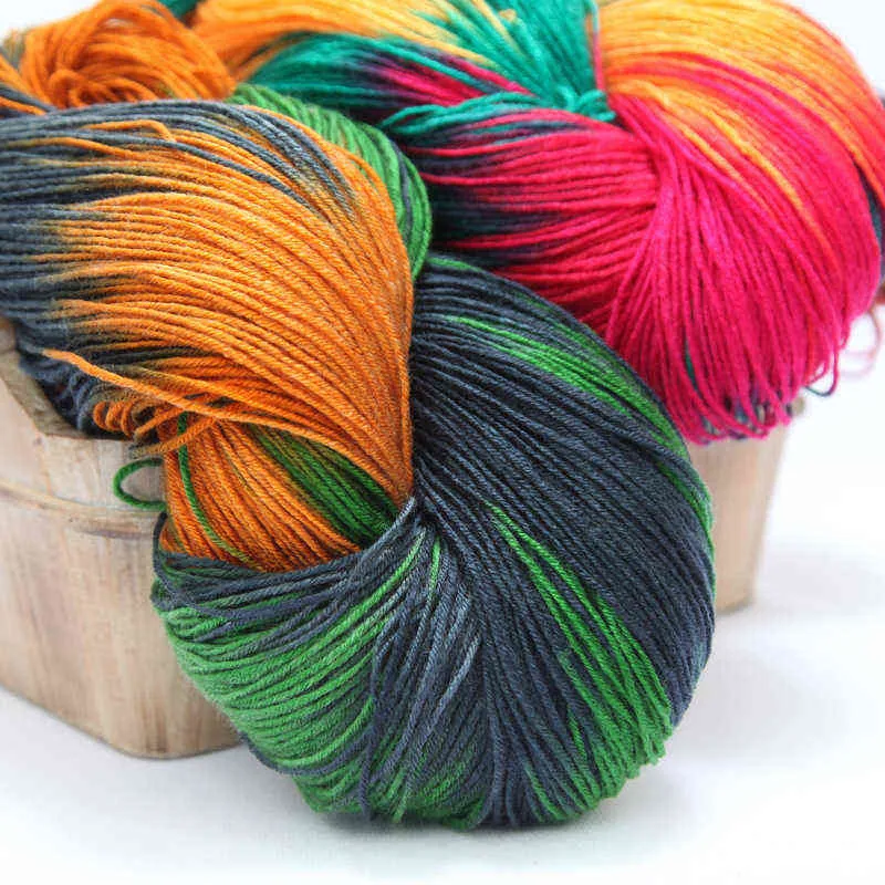 1 pz filato arcobaleno tinto all'uncinetto filato di cotone al latte colorato maglioni bambini maglia mohair filato di lana uncinetto ago circa 50 g Y211129