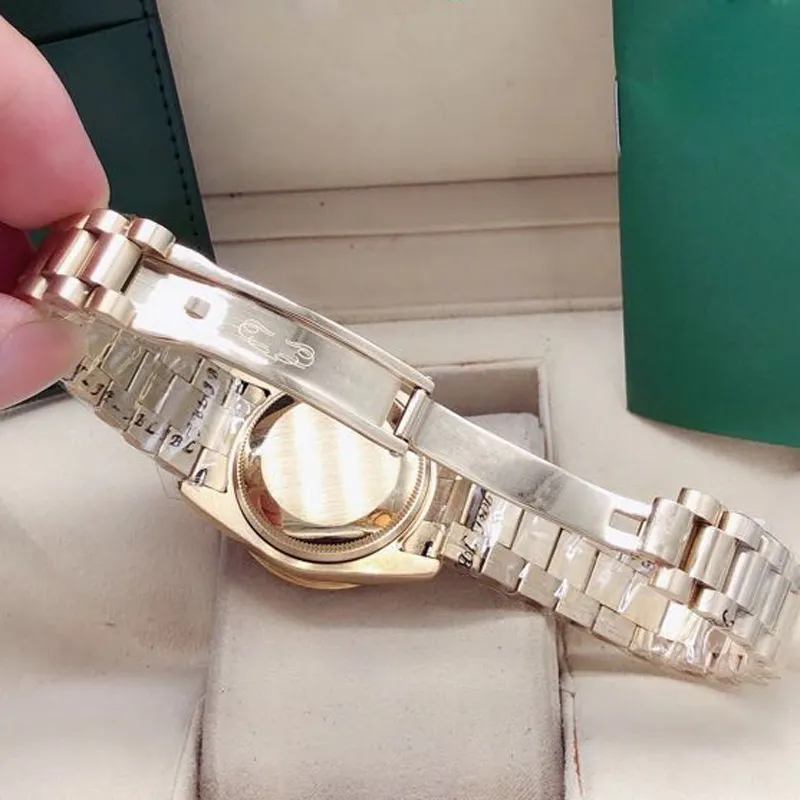Moda feminina 31mm relógio de diamante sete cores senhoras aço inoxidável fivela dobrável relógios de movimento mecânico automático 228d