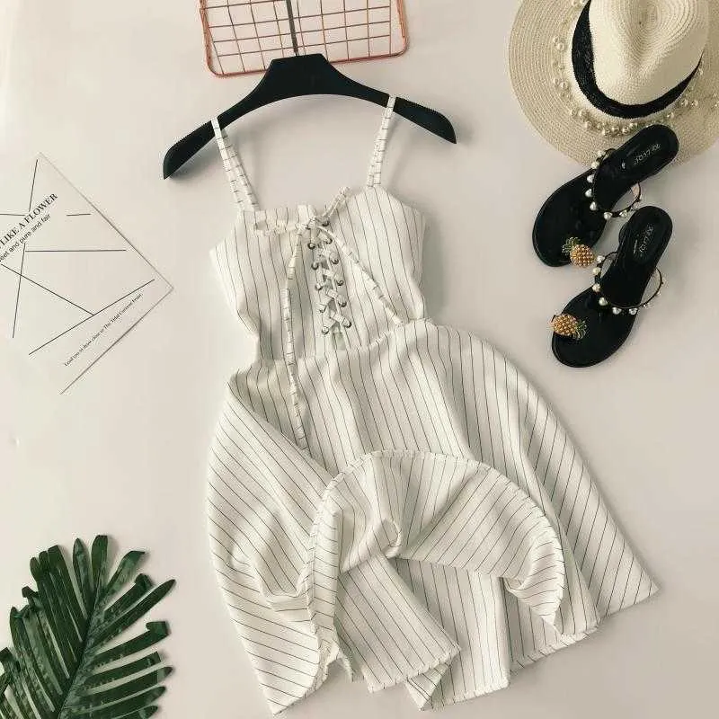 Kvinnor Stripe Klänning Sommar Slim Sexig Kleid Boho Mini Short Es Eleganta Dam A Line Bandage Beach Vestidos Mujer 210525