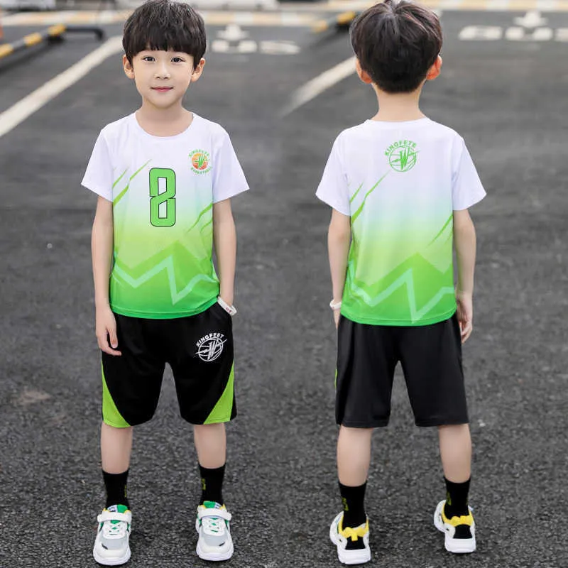13 14 Jahre alter Junge Casual Sport Sommer Kleidung Set Baumwolle Jungen Fußballanzüge Kinder Kleidung Basketball Anzug Teenager Kleidung X0802