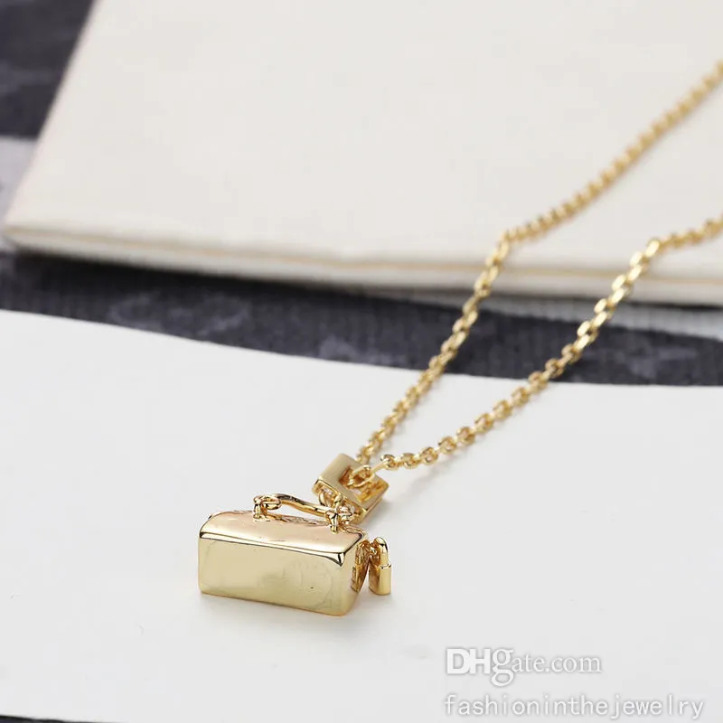 Necklace Designer Jewelry Luxury fashion pendants gift Rose Gold Platinum Bear bag lock diamond pendant necklaces for women long c351h