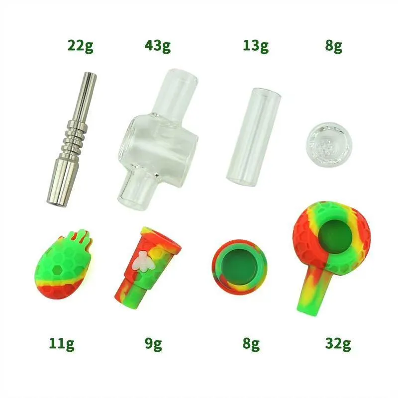 nector Kit collettori pipa ad acqua Oil Rigs Kit in silicone concentrato con punta in acciaio inossidabile Personalizza i colori Peso approssimativo 150 g