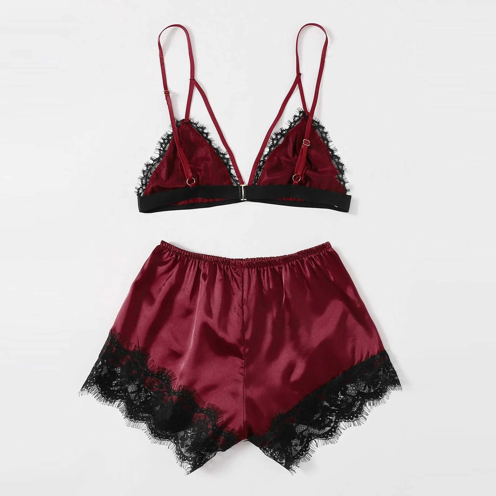 Femmes Sexy Tache Lingerie Vêtements De Nuit Sangle Sans Manches Soutien-Gorge Shorts Ensembles De Nuit Pyjama Ensemble Vêtements Exotiques Vêtements De Nuit Vêtements De Nuit Q0706