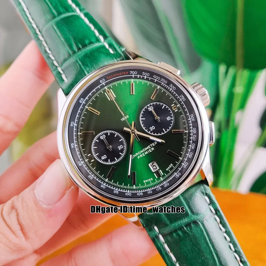 Новые мужские часы Premier B01 42 мм Miyota VK с кварцевым хронографом AB0118371B1X1, черный циферблат, кожаный ремешок, серебряный корпус, модная дата, Gents278s