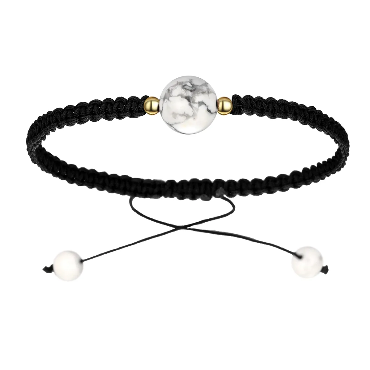 Mężczyźni ręcznie tkane pasma koralikowane Lucky Chińskie węzeł Regulowany Bracelets Bracelets Naturalny Stone Black Onyx Ball Kulki Braid Handmad290t