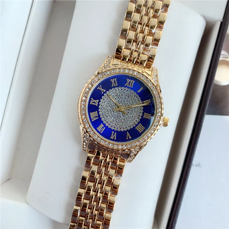Brand Watches Women Girl Beautiful Crystal Diamond Style Metal Steel Band Quartz Wrist Watch X198