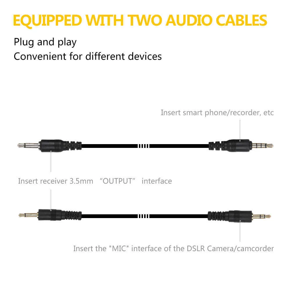 XTUGA X-CM012 Doppio microfono lavalier wireless UHF, microfono fotocamera, sistema microfono bavero UHF con 16 canali selezionabili Portata fino a 164 piedi 210610