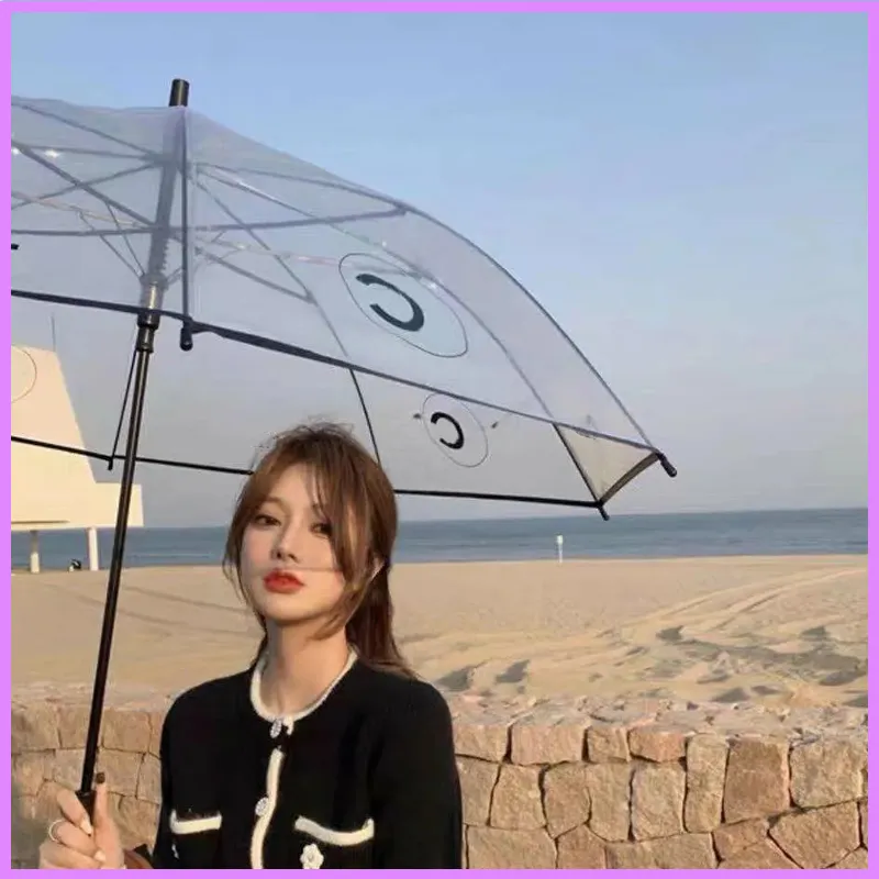 Transparent Womens Umbrella Letter Folding Fully Automatic Mens Designer Umbrella Collection Portable Outdoor Rainy Umbrellas NICE D222232F