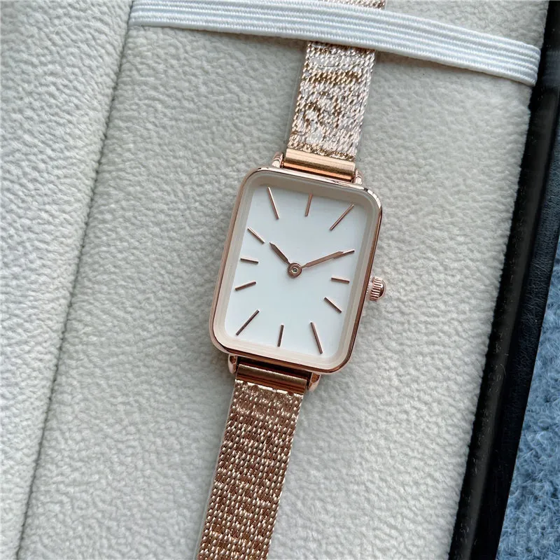 Zegarek marki modowej kobiety dziewczyna styl prostokąta metalowy pasek stalowy zegarki kwarcowe Dan03
