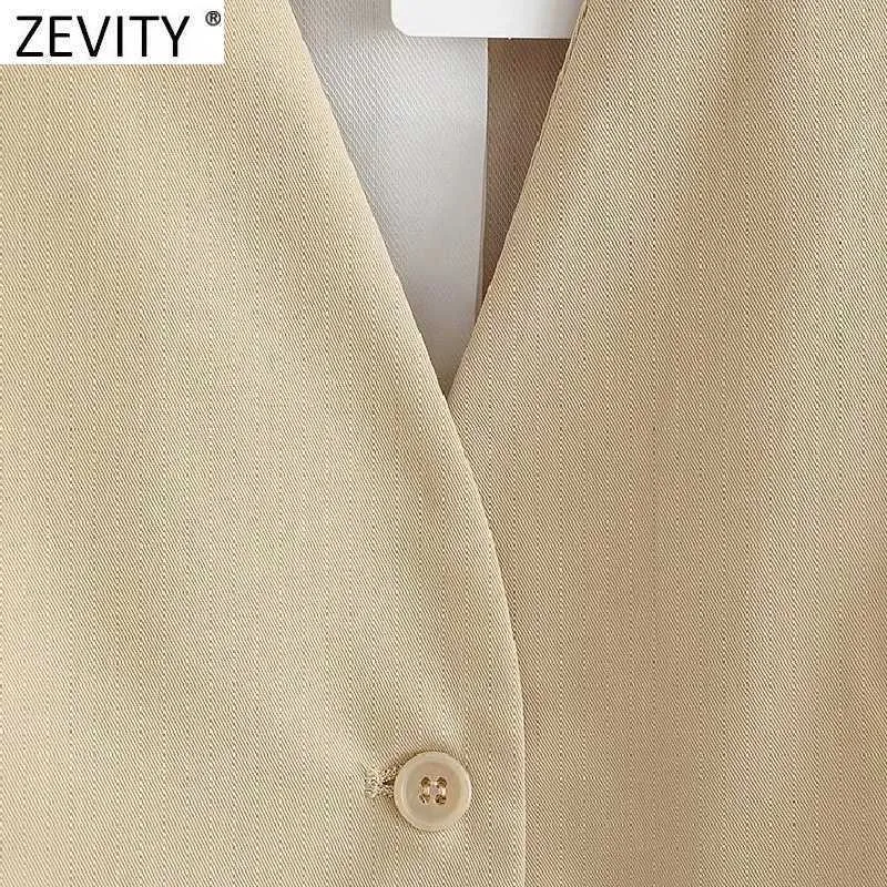 Zevity Women Fashion Single Breasted Sleeveless Slim Vest Jacket Ladies Business Casual WaistCoat Chic Poplular Tops CT707 210817