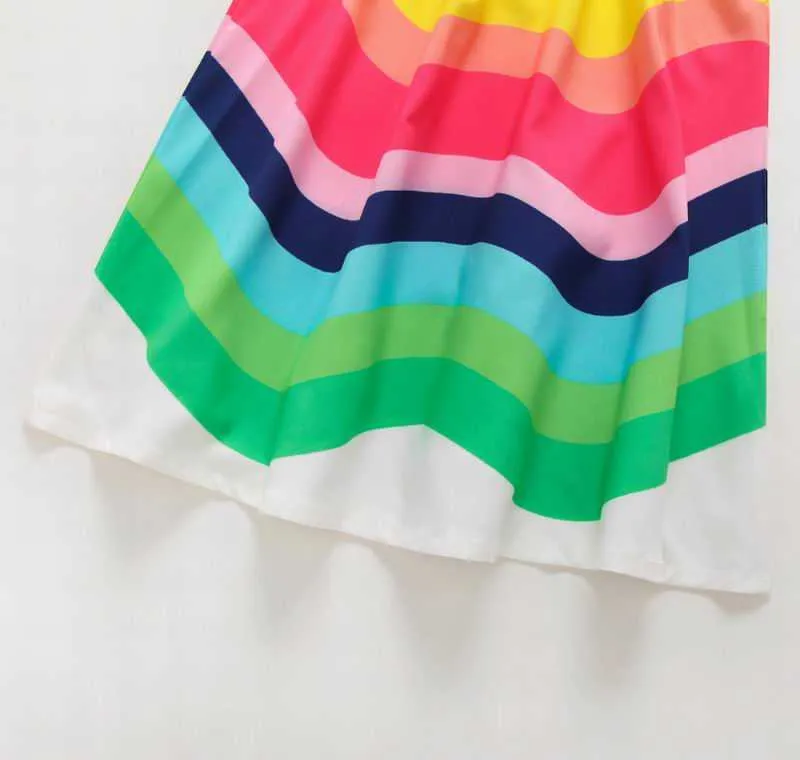 Rainbow Girl Dress Chiffon Sem Mangas férias Casual E es Baby Roupas 1-5Y E2 210610