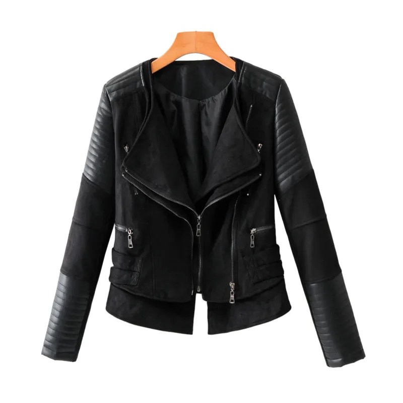 Vintage women chic faux leather jackets fashion ladies wild PU short jacket moto-bikers cool coats girls 210427