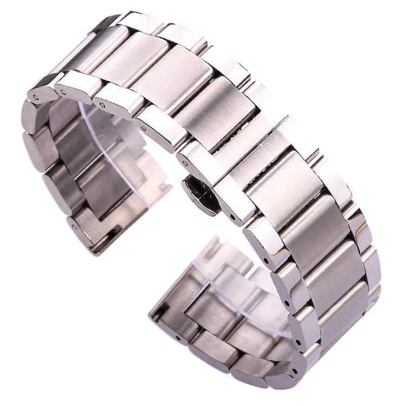 Pulsera de correa de reloj de acero inoxidable 18 20 21 22 23 24 mm Mujeres Hombres Pulsera de metal sólido Correa de repuesto Accesorios con herramienta H0915