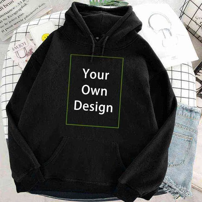 Din egen designmärke Bild Män kvinnor Custom Hoodie Diy Anpassa hoodie Långärmad avslappnad huvtröjor Pullover Tops 220114