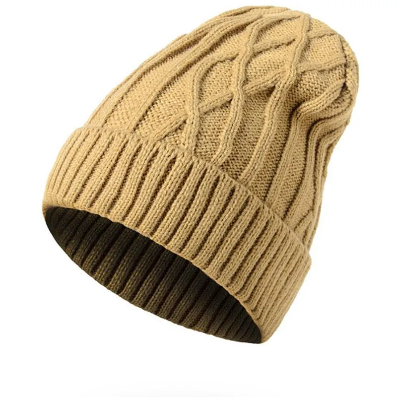 100% Acrylic Soft Stretch Diamond Plaid Winter Hat Men Women Knitted Beanies Skull Cap Pale Grey Beige Brown Red Black Khaki Beani2606