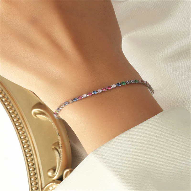 European och American Inlaid Zircon Armband Kvinnors Personlighet Färg Zircon Armband Justerbar Dra Bracelet G1026