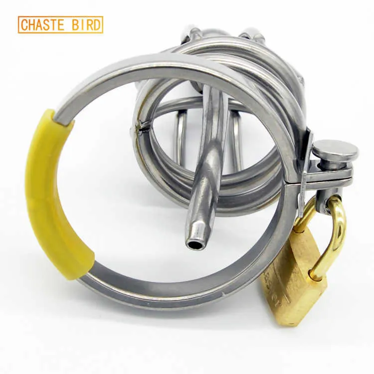 CHASTE BIRD nouveau dispositif de chasteté masculine en métal en acier inoxydable avec prise de cathéter Cage à bite ceinture de pénis jouet sexuel BDSM A099 P0826