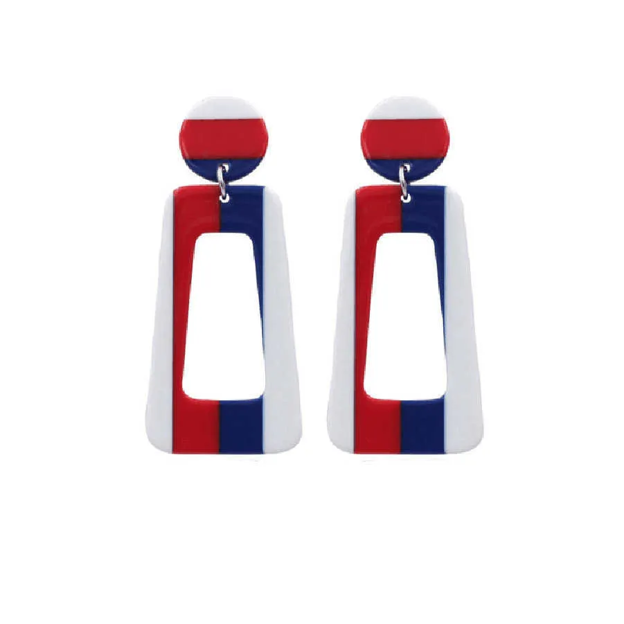 Boucles d'oreilles en acrylique avec drapeau du jour de l'indépendance américaine, boucles d'oreilles en forme de feuille d'étoile, vente en gros Q0709