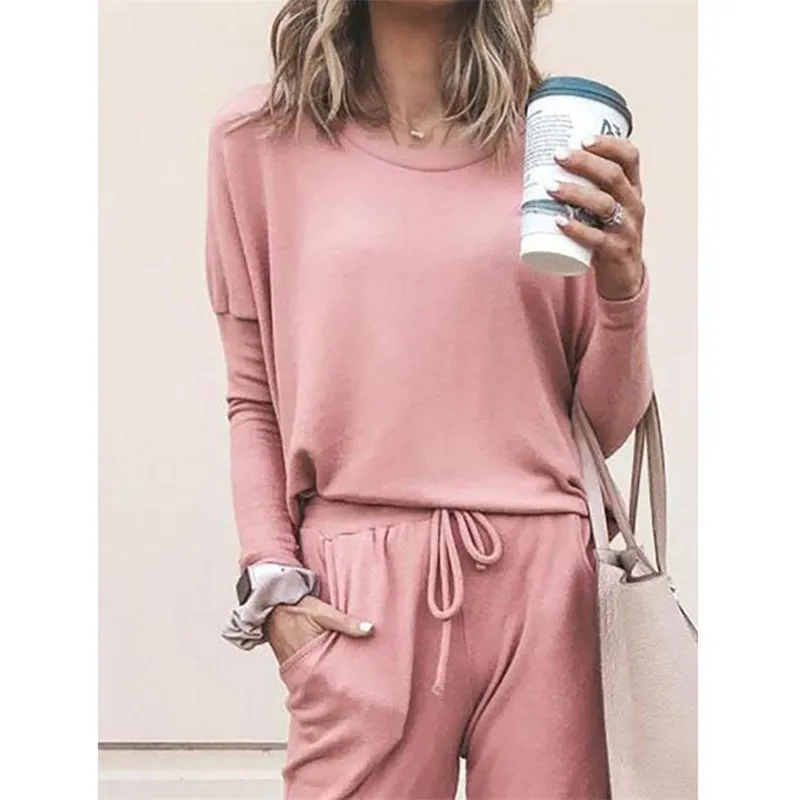 Vår 2 peice set kvinnor eleganta byxor sätter kvinnliga casual outfits jogger två stycken set koreanska sport kostym svart bomullsspårning x0428