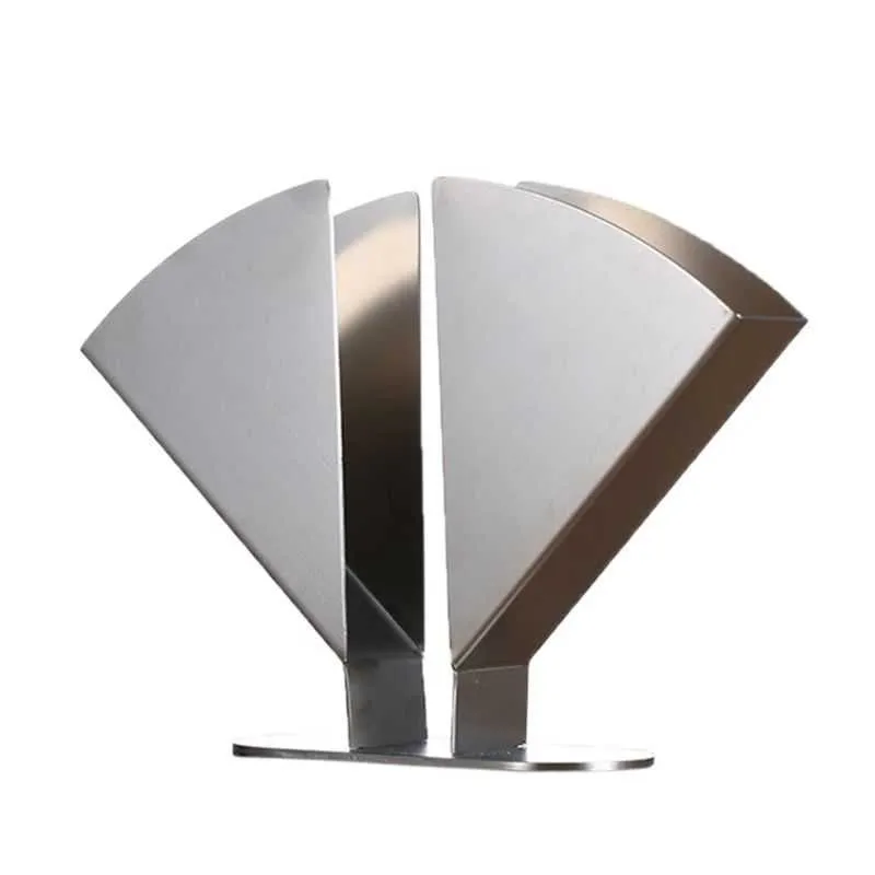 Stainless Steel Napkin Holder Paper Serviette Dispenser Vertical Decorative Tissue Rack Box for Dining Table Kitchen Countertop 210818