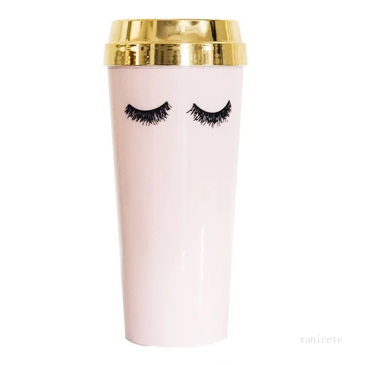 Caneca Caneca Reusável Smoothie Plástico Irousado cílios Tumbler Duplo-Parede Gelo Gelo Bebida Copo De Café T2I51821