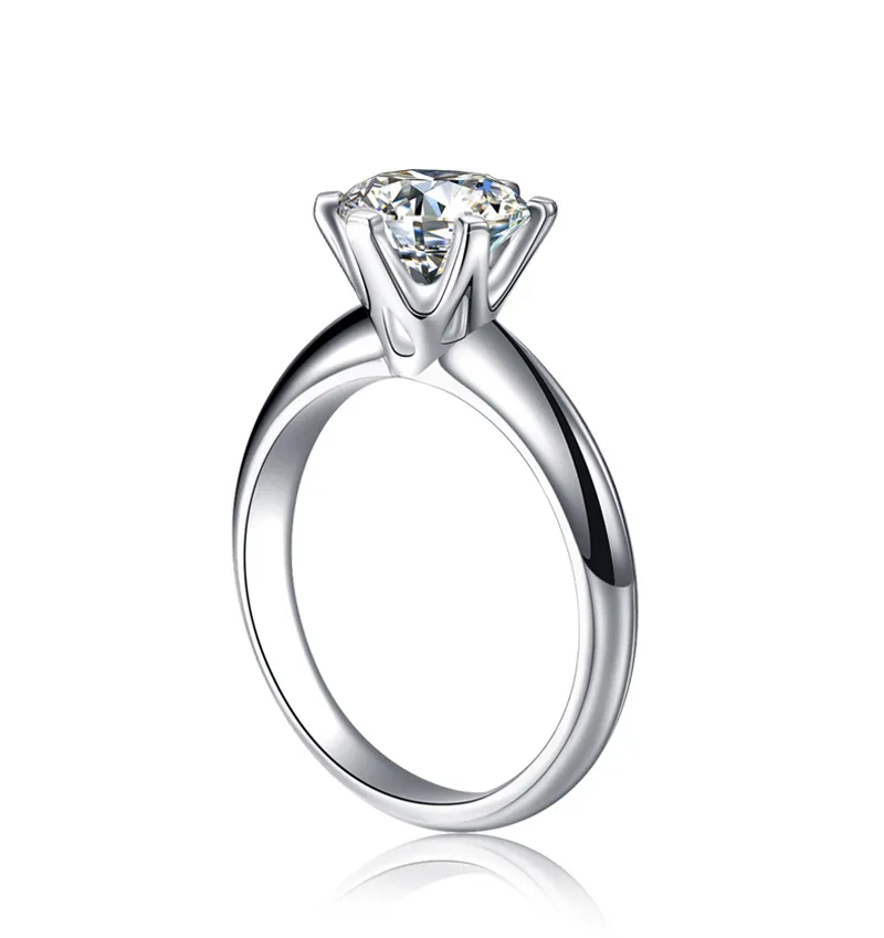 Z luksusowym sztankiem 2 0ct cyrkonia Diamentowy pierścień 925 Solidny srebrny 18 -karatowy biały złote obrączki dla kobiet CR168203F234L9424588