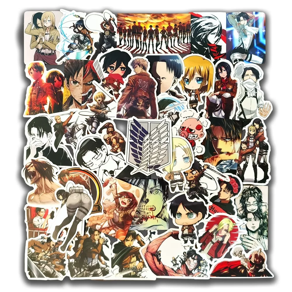 Anime Attack On Titan Notebook Stickers Set Of 10/50 For Laptop, Phone,  Guitar, Car, Bike Cool Mixed Graffiti Vinyl Decals For Kids From Lowr,  $13.91