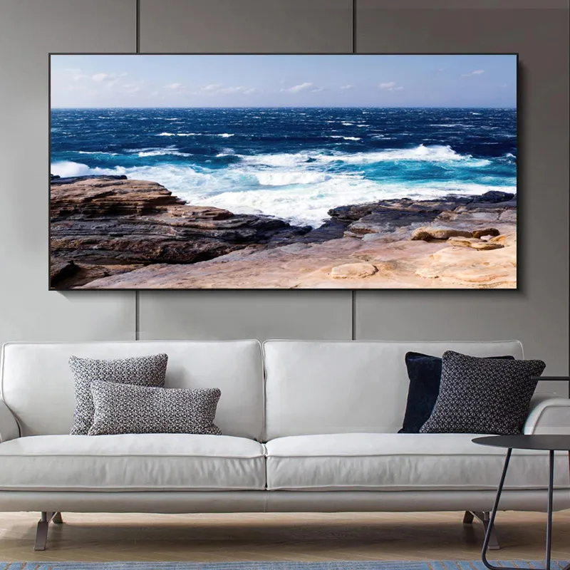 Praia paisagem pintura em tela decorações interiores ponte de madeira arte da parede fotos para sala estar decoração casa mar pôr do sol prints299c