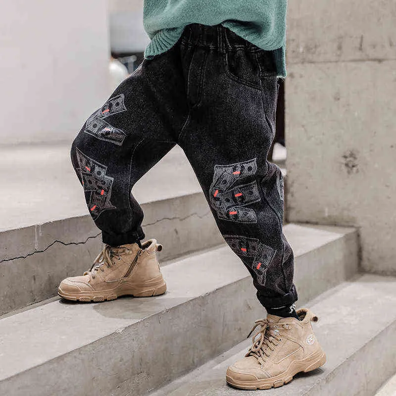 2020 Mode Jeans Garçons Denim Lettre Patch Jeans Hip-hop Adolescent Cargo Pantalon 10T Garçons Joggeurs Jeans Printemps Automne Enfants Vêtements G1220